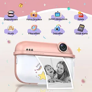 Детская цифровая фотокамера мгновенной печати 48MP Dual Camera 32G TF Pink synthetic.ua - Фото 1