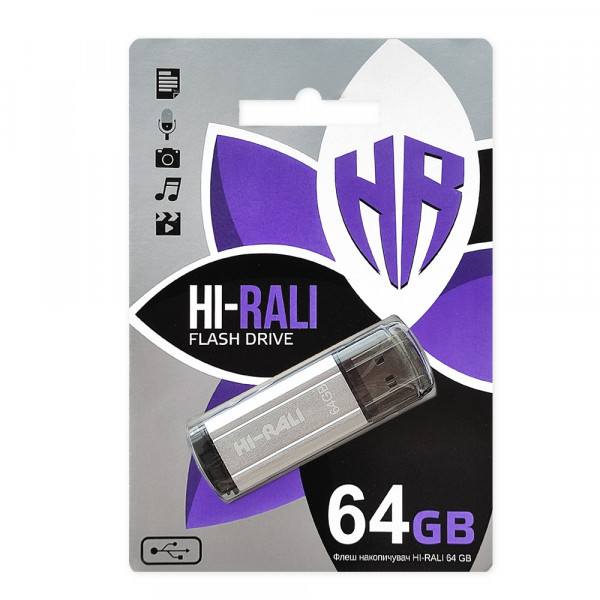 Флеш-накопитель USB 64GB Hi-Rali Stark Series Silver (HI-64GBSTSL), фото №2