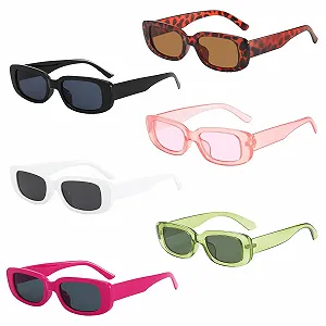 Солнцезащитные очки YYTECH Винтажные 90-х Ретро Прямоугольные Защита от УФ-лучей Разноцветные, 6 шт - Фото 1