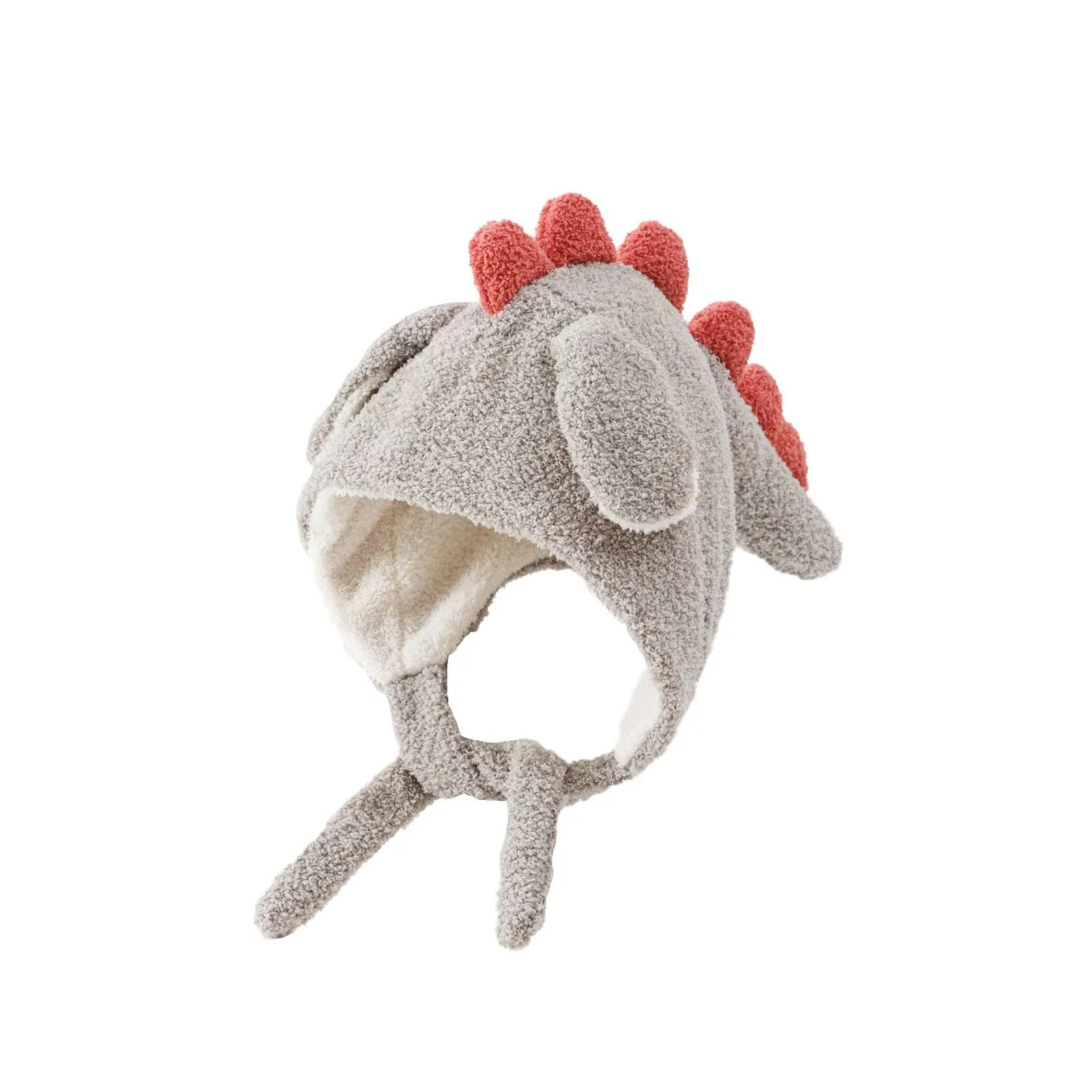 Зимняя детская шапка Теплая Мягкая Маленькая шапка с ушками динозавра Шапка-авиатор для мальчиков Забавная плюшевая шапка динозавра с двигающимися ушами Милая плюшевая шапка в виде животного, фото №1