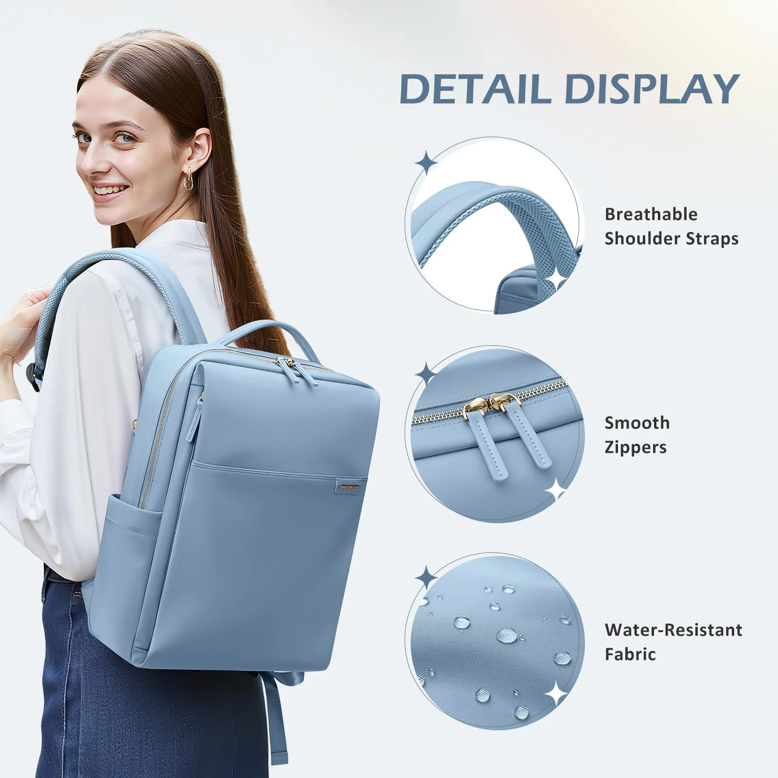Рюкзак для ноутбука 16 дюймов водонепроницаемый Mist Blue, фото №7 Рюкзак для ноутбука 16 дюймов водонепроницаемый Mist Blue, фото №7
