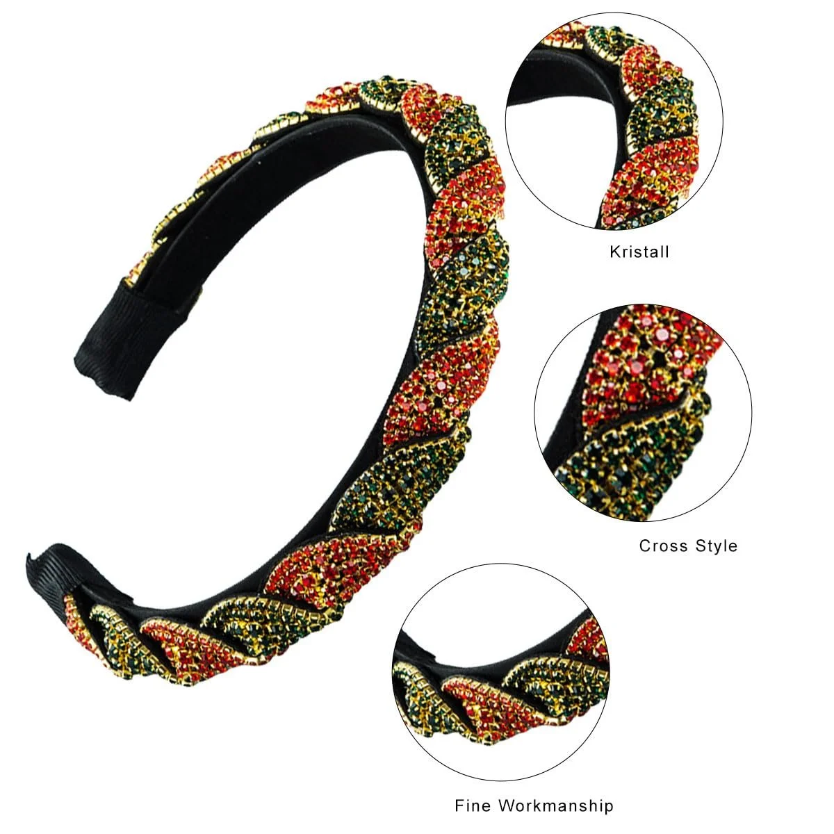 Обруч для волосся жіночий зі стразами, фото №3