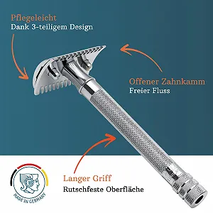 Т-образная бритва MERKUR 25C Classic открытый гребень Глянцевый хром synthetic.ua - Фото 1