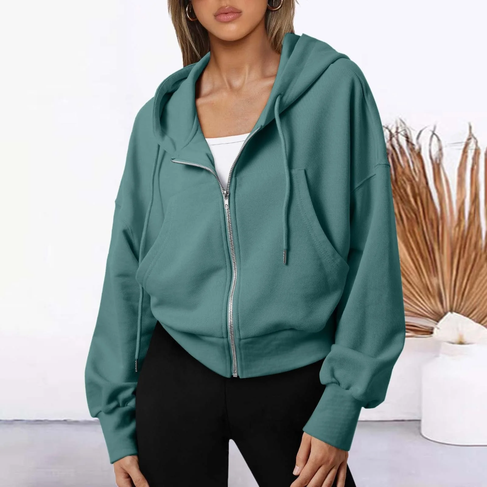 Толстовка Oversize на молнии Женская Хлопковая Куртка с капюшоном Осенняя Подростковая Девочка Y2K College Hoodie Худи Переходная Спортивная Куртка, фото №3