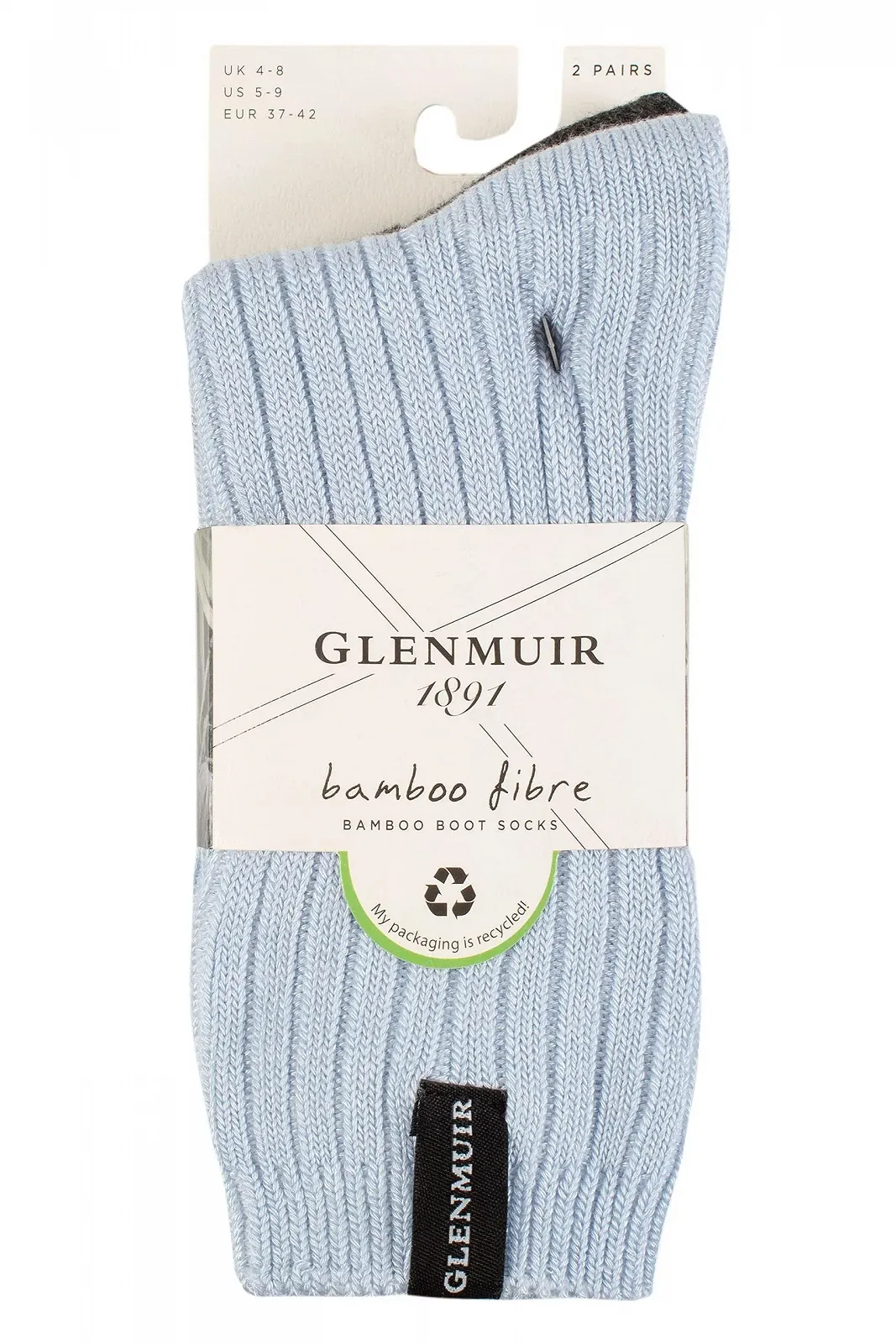 Носки для ботинок GLENMUIR Женские бамбуковые с легкой подкладкой, 2 пары, Светло-голубой / угольный, фото №2