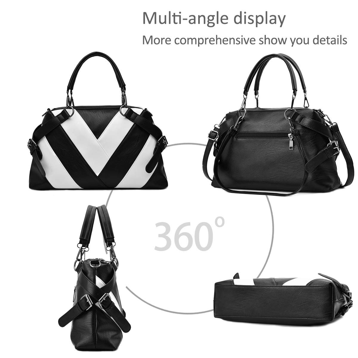 Сумка с ручками NICOLE & DORIS Современная Сумка Через Плечо из Мягкой Полиуретановой Кожи Элегантная Сумка с Полосками, фото №5