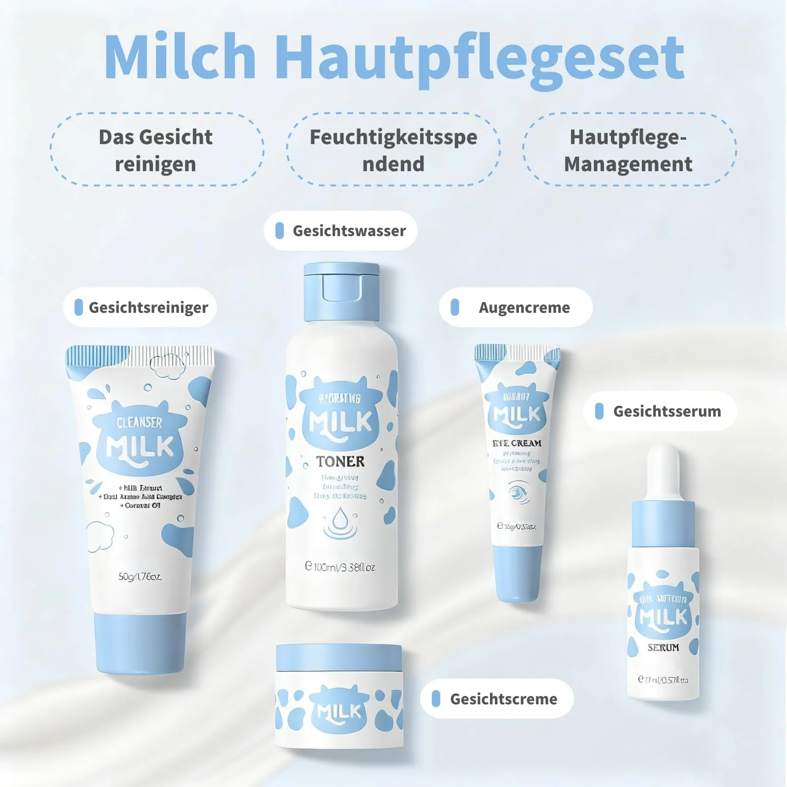 Набір для догляду за шкірою обличчя з молоком Зволожувальний подарунковий набір для жінок, фото №3