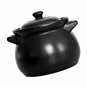 Каструля BESPORTBLE Маленька керамічна з кришкою термостійка для газової плити Чорна - Фото 1