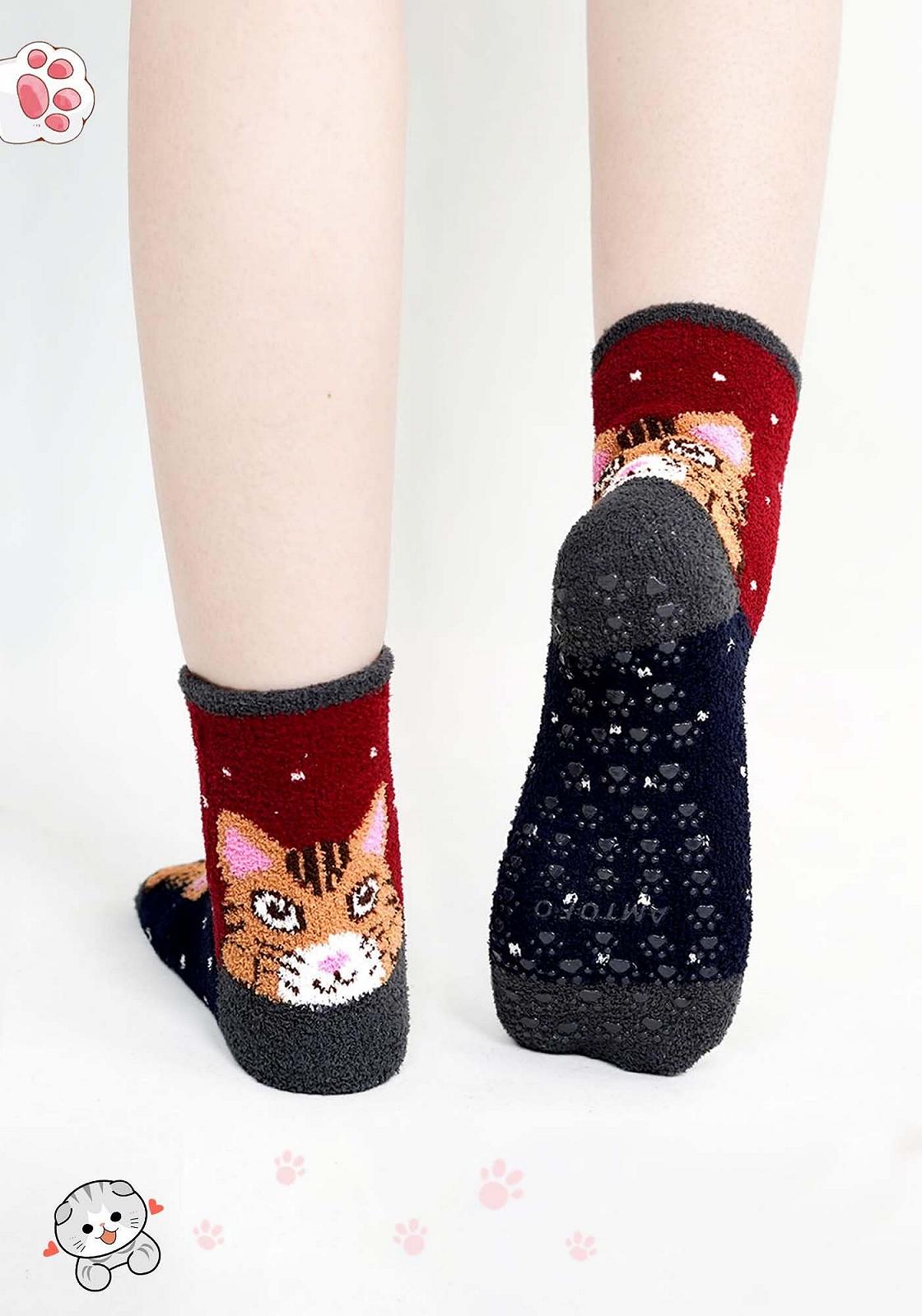 Мягкие носки ZAKASA для женщин: Зимние теплые носки-стопоры, женские носки для кровати, домашние носки, смешные нескользящие носки с ABS-пузырьками, нескользящая подошва, 5 пар, фото №6