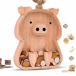 Скарбничка Дерев'яна Маленька свиня Прозора - Фото 1