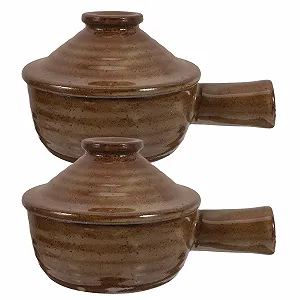 Каструля Healifty глиняна з кришкою та ручкою набір із 2 шт. 6.68 x 4.72 x 1.97 дюйма - Фото 1