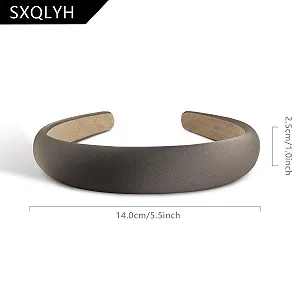 Обруч для волос атласный с латексным наполнителем, широкий, мягкий, серый synthetic.ua - Фото 1