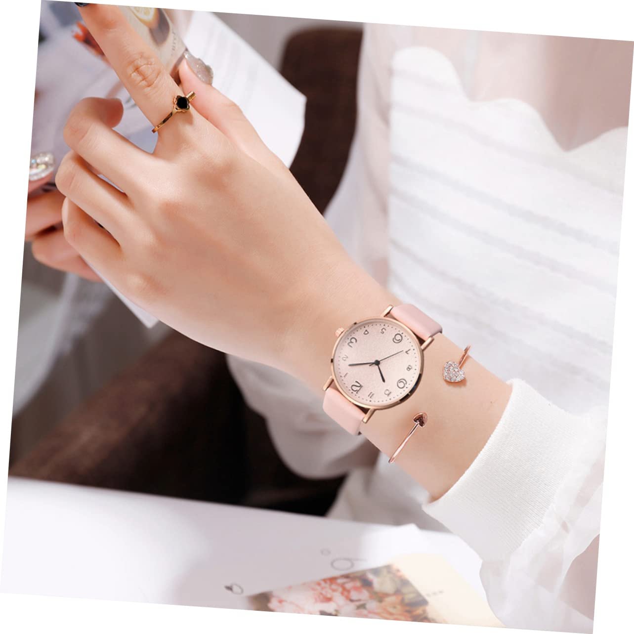 Часы LIFKOME Кварцевые Красный Бежевый, фото №7