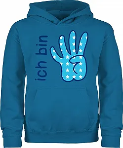 Худі для дітей Shirtracer 4th Birthday - Ich Bin Vier Zeichsprache Blue - Фото 1