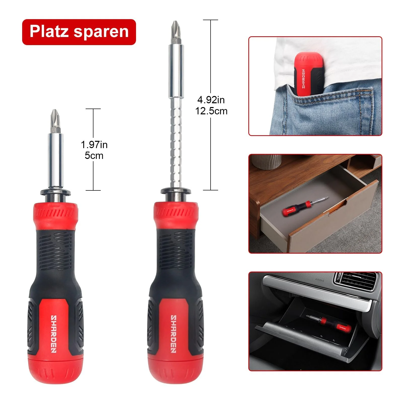 Викрутка SHARDEN 13-в-1 з магнітним подовжувачем Torx Slotted Phillips Hex Pozidriv 1/4, фото №5