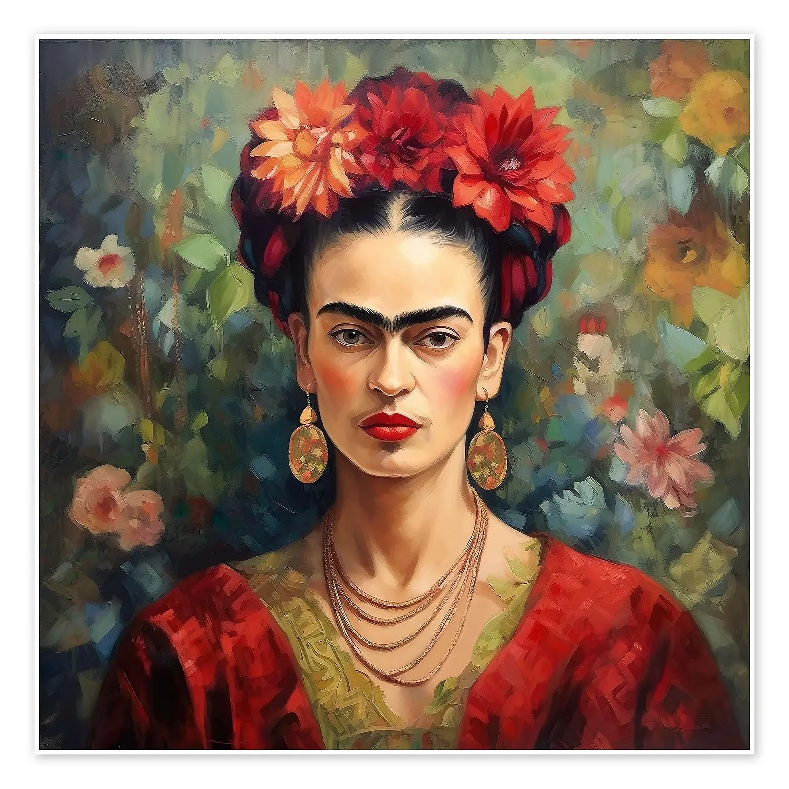 Постер Mark Ashke Frida Kahlo Vintage 50 x 50 см Красный, фото №1 Постер Mark Ashke Frida Kahlo Vintage 50 x 50 см Красный, фото №1