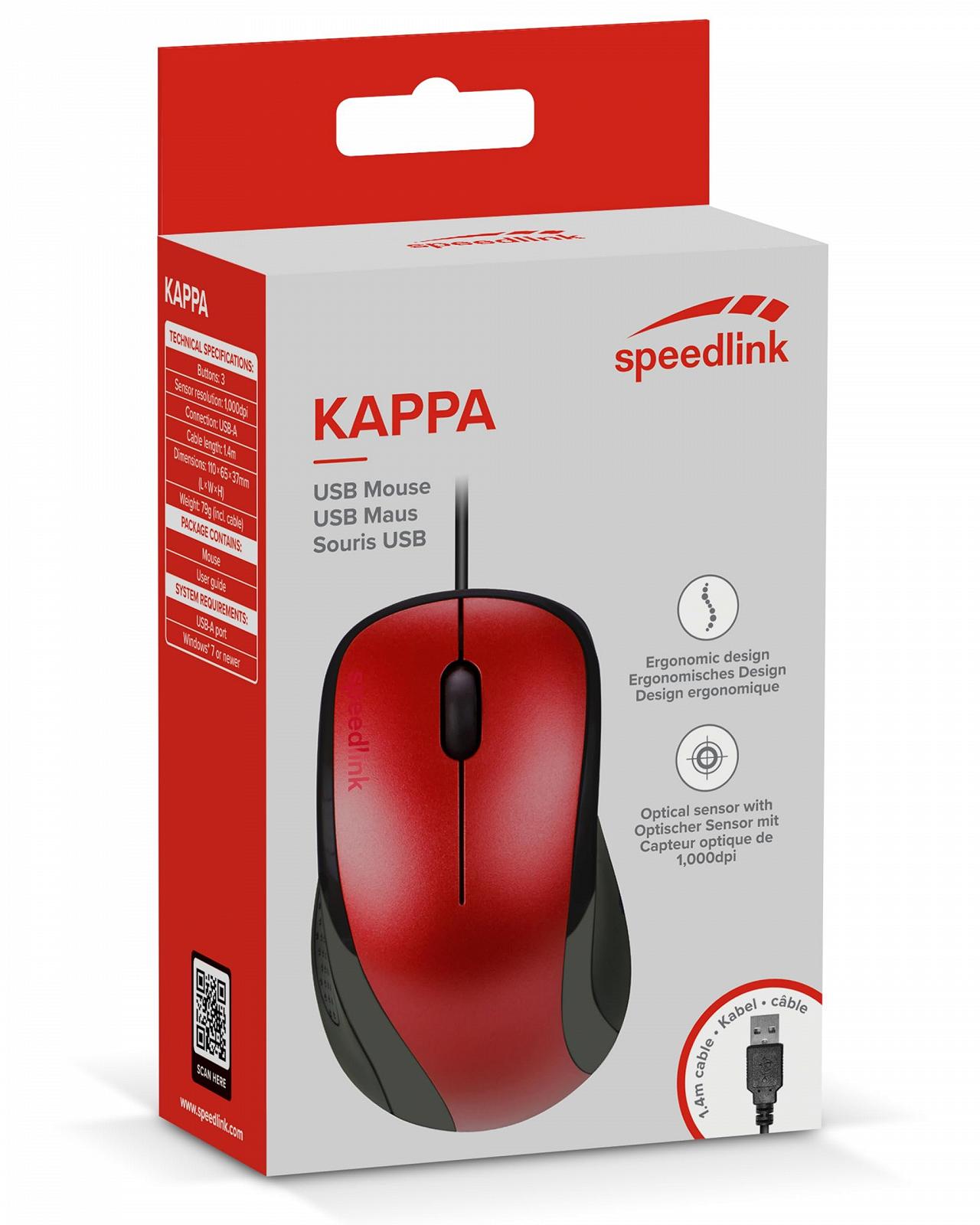 Мышь Speedlink Kappa 300 RD USB, 3 кнопки, красная, фото №5