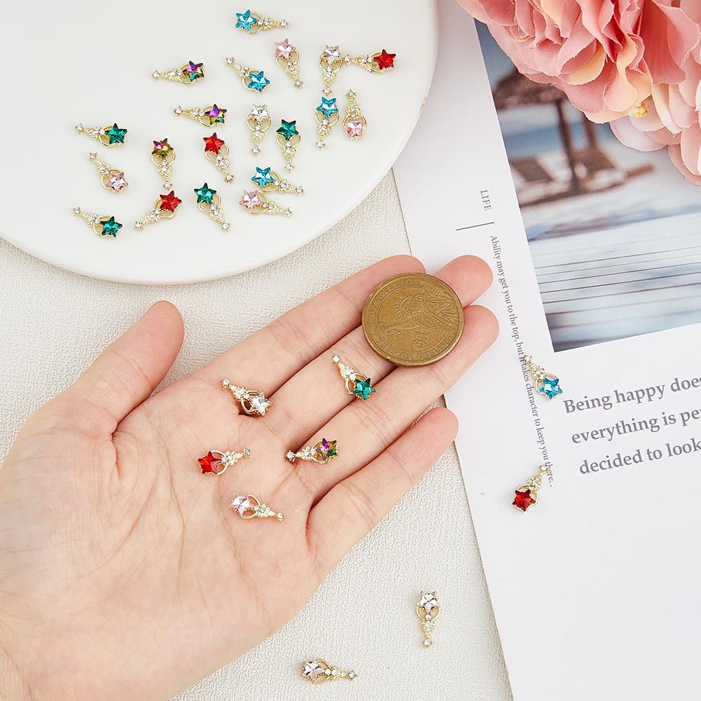 Прикраси для нігтів зі стразами у формі зірки, 6 кольорів, фото №3