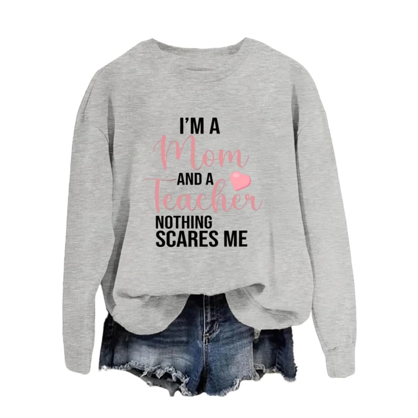 Жіночий світшот з круглим вирізом I Am A Mom And A Teacher, фото №1