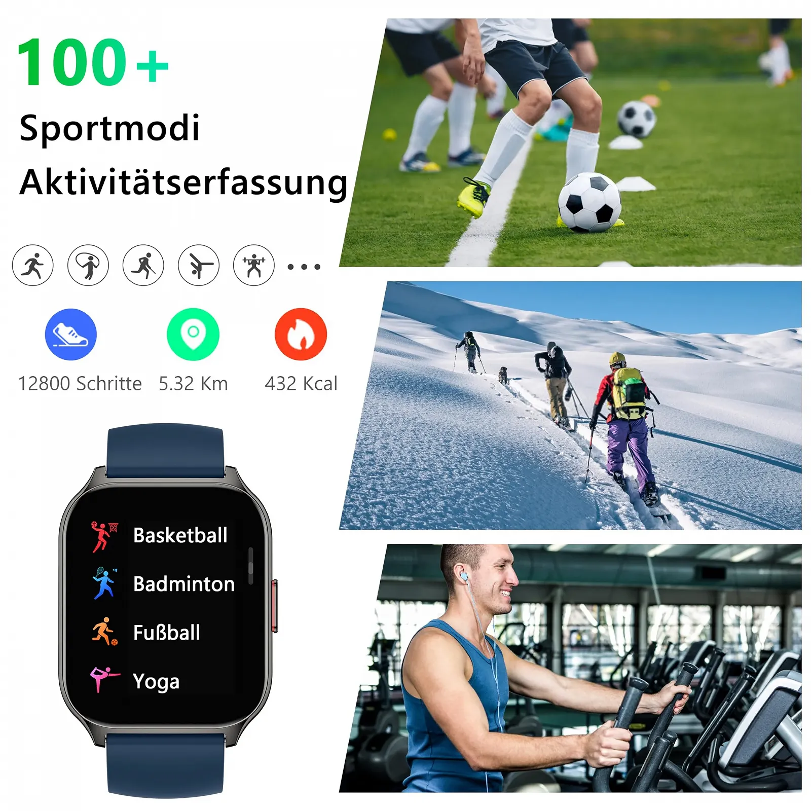 Смарт-годинник ZOSKVEE, 2-дюймовий сенсорний кольоровий дисплей, функція телефону, монітор артеріального тиску, фото №5 Смарт-годинник ZOSKVEE, 2-дюймовий сенсорний кольоровий дисплей, функція телефону, монітор артеріального тиску, фото №5