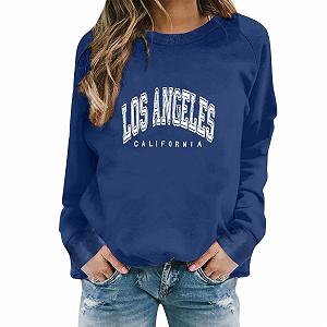 Женский свитшот Los Angeles с принтом букв, круглый вырез горловины, рукава реглан, свободный крой, круглый вырез горловины, винтажный стиль, Калифорния, круглый вырез горловины, повседневный, однотонный synthetic.ua - Фото 1