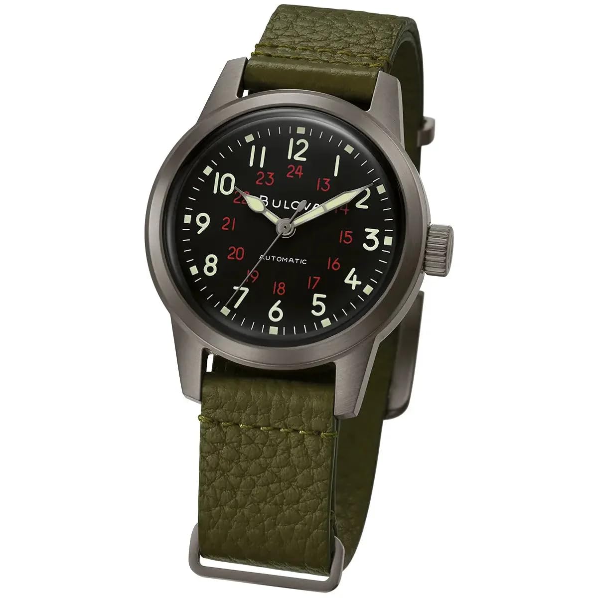 Унісекс Годинник Bulova Автоматичний 98A255 Шкіряний Ремінець, хакі, Класичний, фото №2
