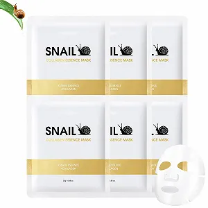 Тканевая Маска для лица Soleneva 6 x Муцин Улитки, Маска с Коллагеном, Увлажняющая, Ночная Маска, Антивозрастная, для Глубокого Увлажнения и Улучшения Кожи - Фото 1
