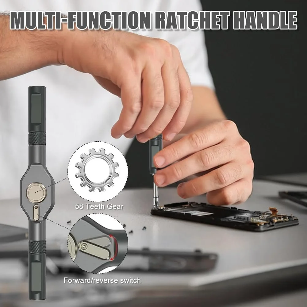 Набір магнітних викруток 42-в-1 з тріскачкою 40 біт Чорний, фото №4