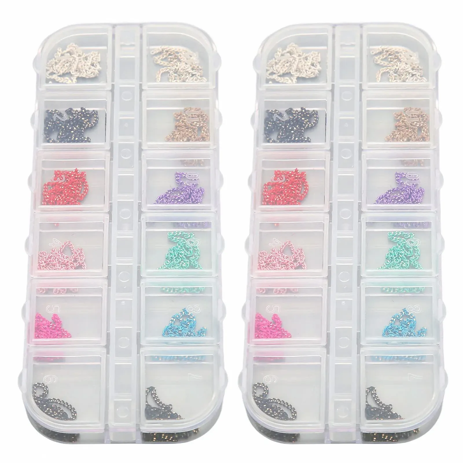 Цепочки для ногтей 3D Mix Металл Punk с футляром, фото №8