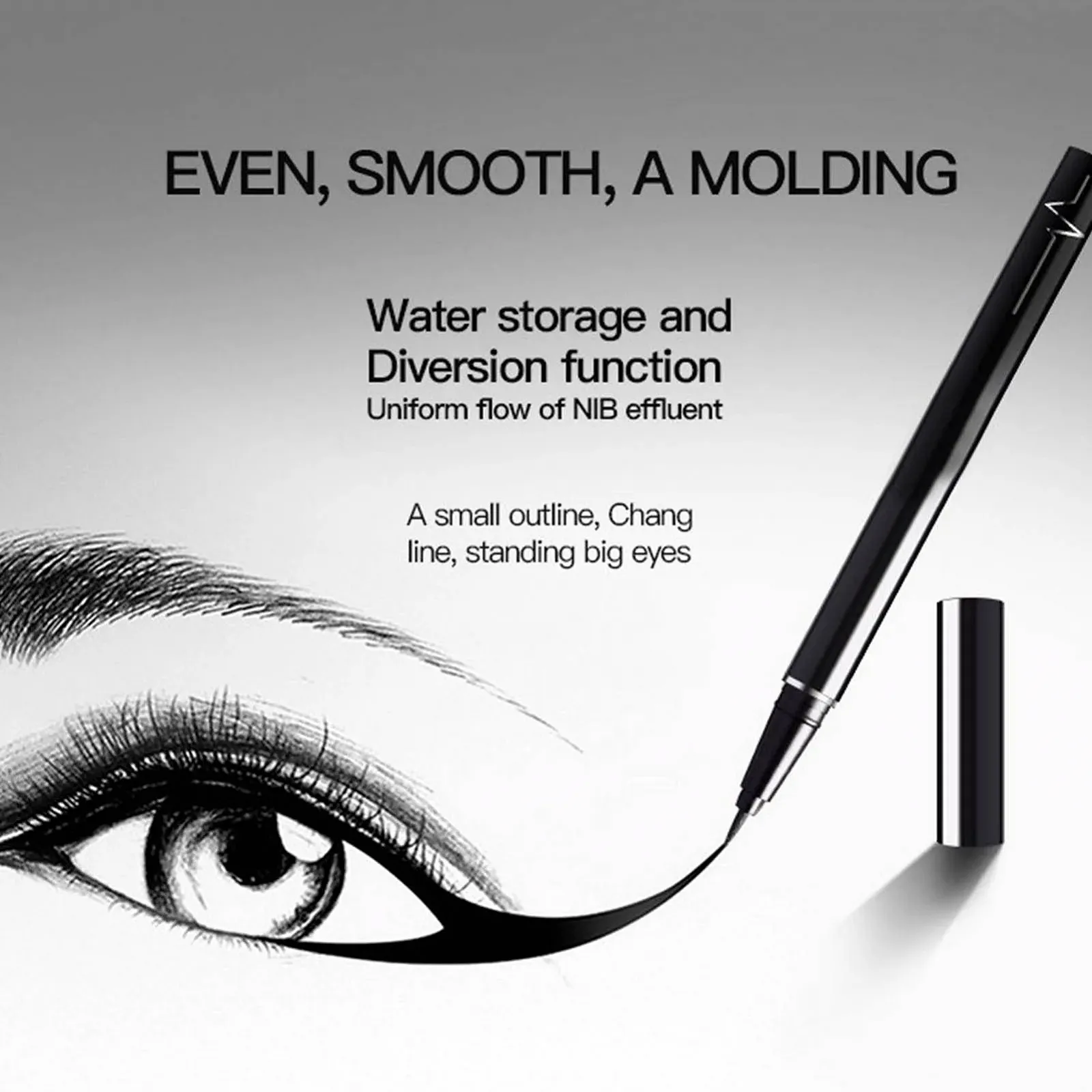 Фломастер-підводка Чорний водостійка, швидковисихаючий, довготривалий з м'яким кінчиком для щоденного макіяжу, легко очищається, для персоналізованого макіяжу очей, фото №2