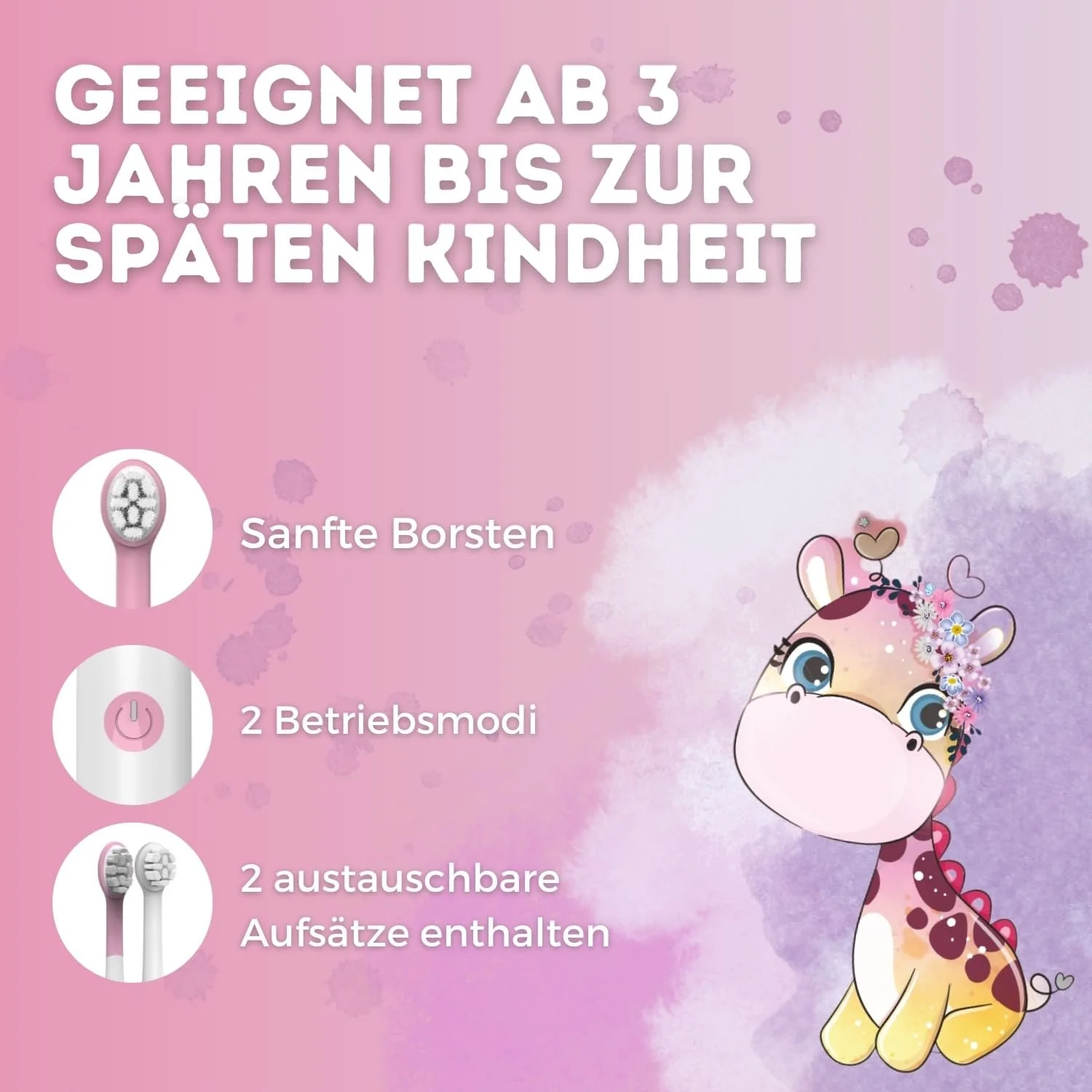 Детская звуковая зубная щетка PixieDent Sweet Giraffe 2 режима Таймер Soft Bristles, фото №4