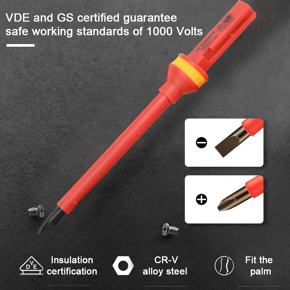 Набор отверток Onmancy VDE 1000V изолированные магнитные шлицевые Torx 13 шт., фото №5