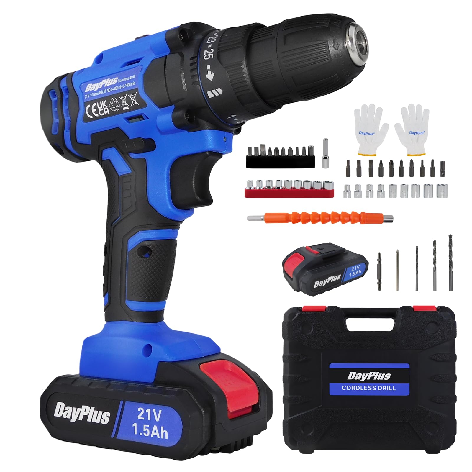 Шурупокрут Набір з 1 акумулятором 1500 мАг, Акумуляторна ручна дриль з 1 акумулятором 1,5 Ач, Світлодіодний робочий ліхтар та зарядний пристрій в комплекті, фото №1