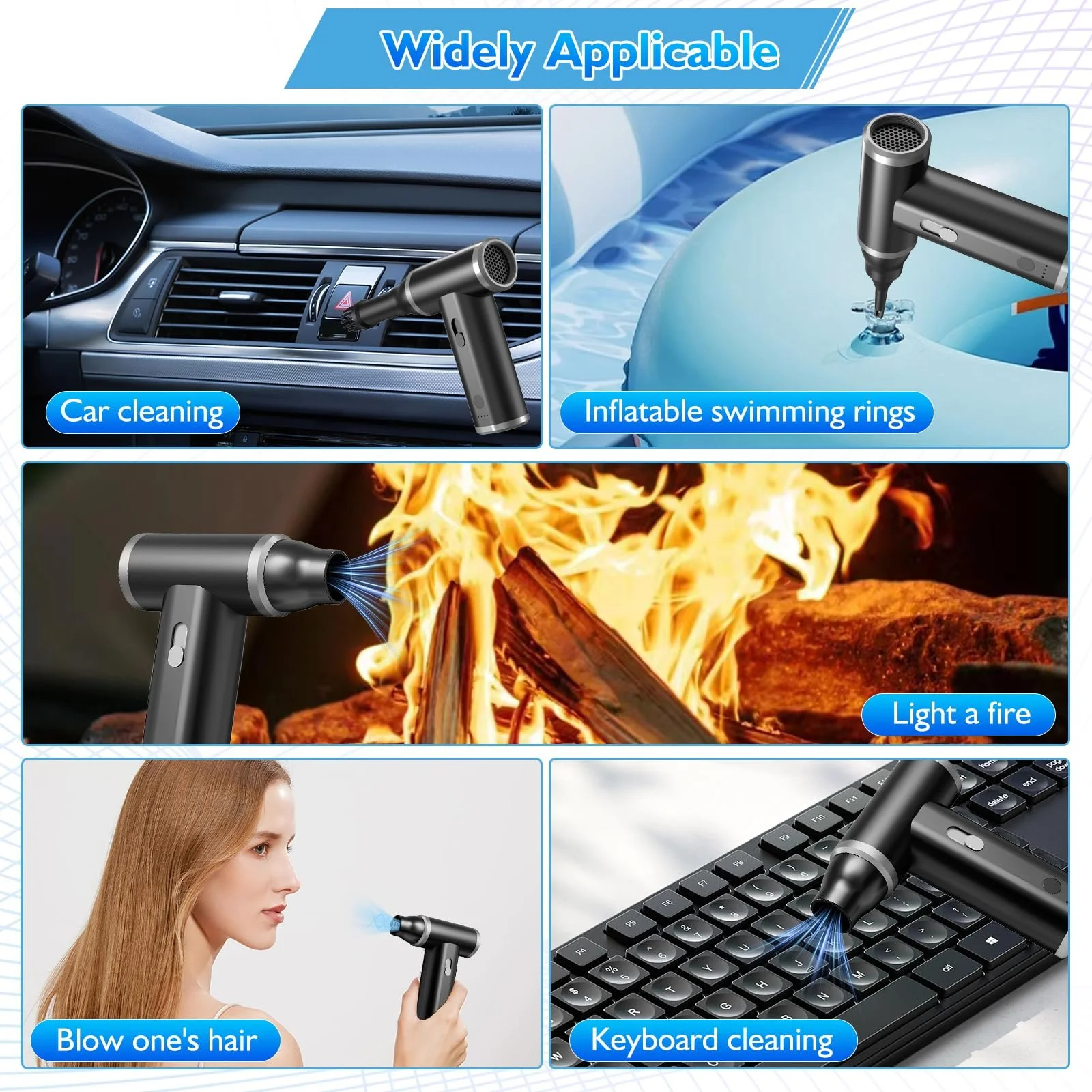 Электрическая воздуходувка Mapille 110,000 RPM с насадками, фото №7 Электрическая воздуходувка Mapille 110,000 RPM с насадками, фото №7