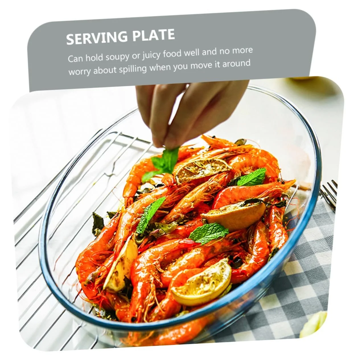 Форма для запекания стеклянная овальная термостойкая с ручками, фото №5