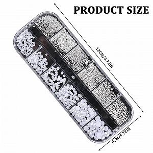 Украшения для акриловых ногтей, 1 коробка/12 отделений со стразами для ногтей, белые жемчужины для ногтей, полукруглые жемчужные шарики, подвески для ногтей, маленькие бусины для ногтей, драгоценные камни для ногтей synthetic.ua - Фото 1