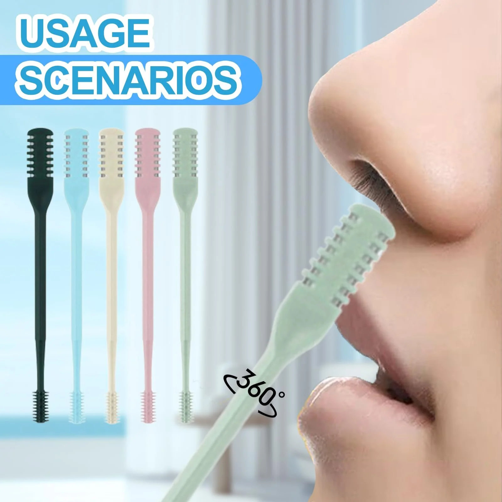 Набір QTTRPCU 10шт. 2-в-1 Тример для носу 360° Поворотний Миється для видалення волосся з ніздрів (5 кольорів), фото №2