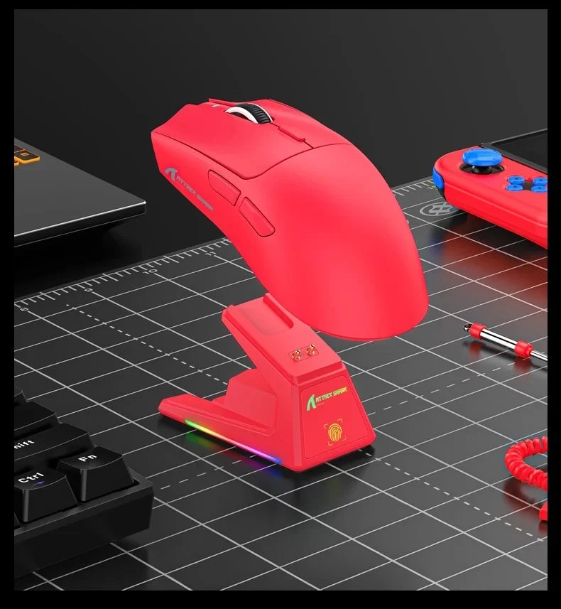Миша Attack Shark X1 Red 40000DPI PAM3395PRO Wireless Bluetooth із зарядною базою, фото №15