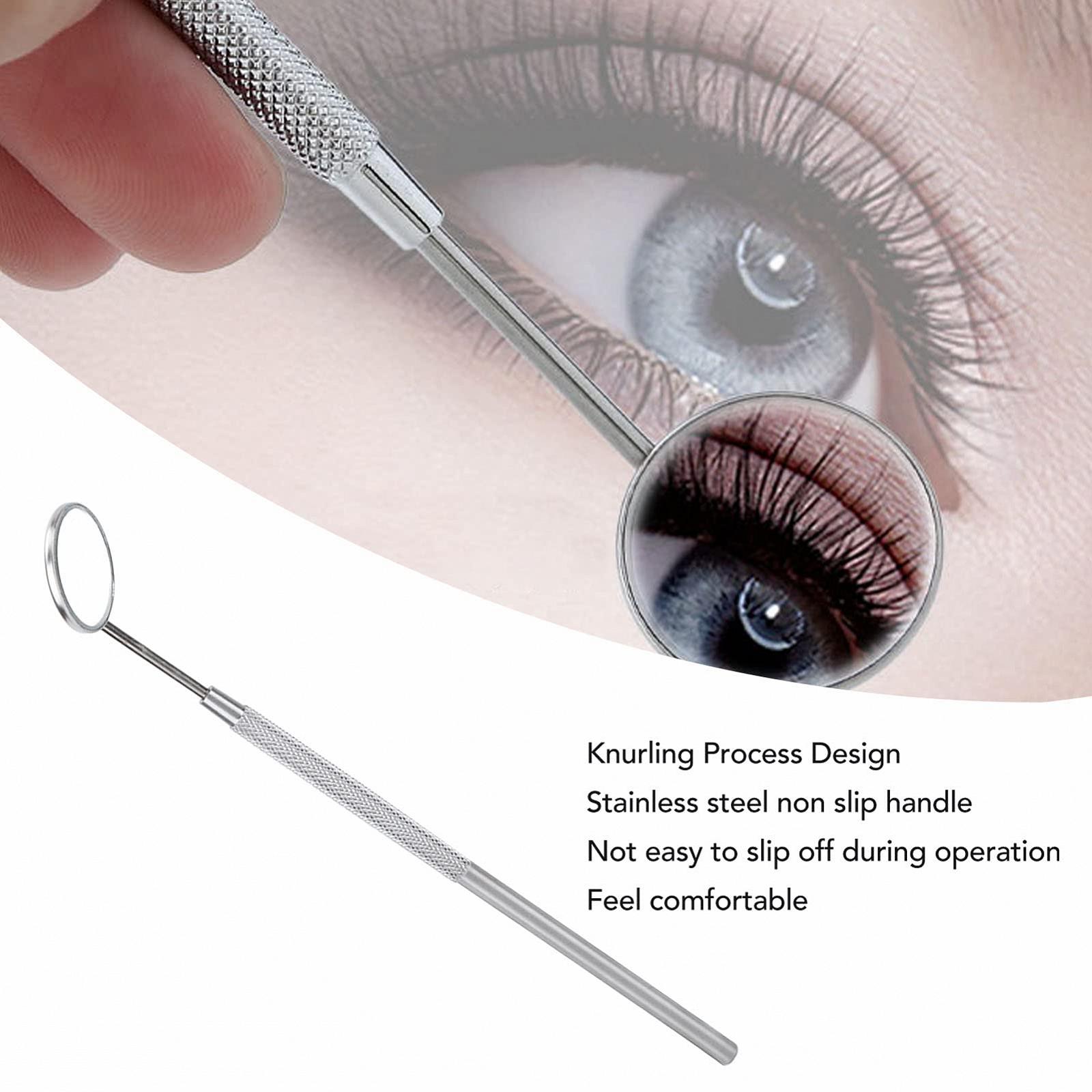 Зеркало для ресниц Beauty с нескользящей ручкой из нержавеющей стали угол 45 градусов съемное, фото №3 Зеркало для ресниц Beauty с нескользящей ручкой из нержавеющей стали угол 45 градусов съемное, фото №3