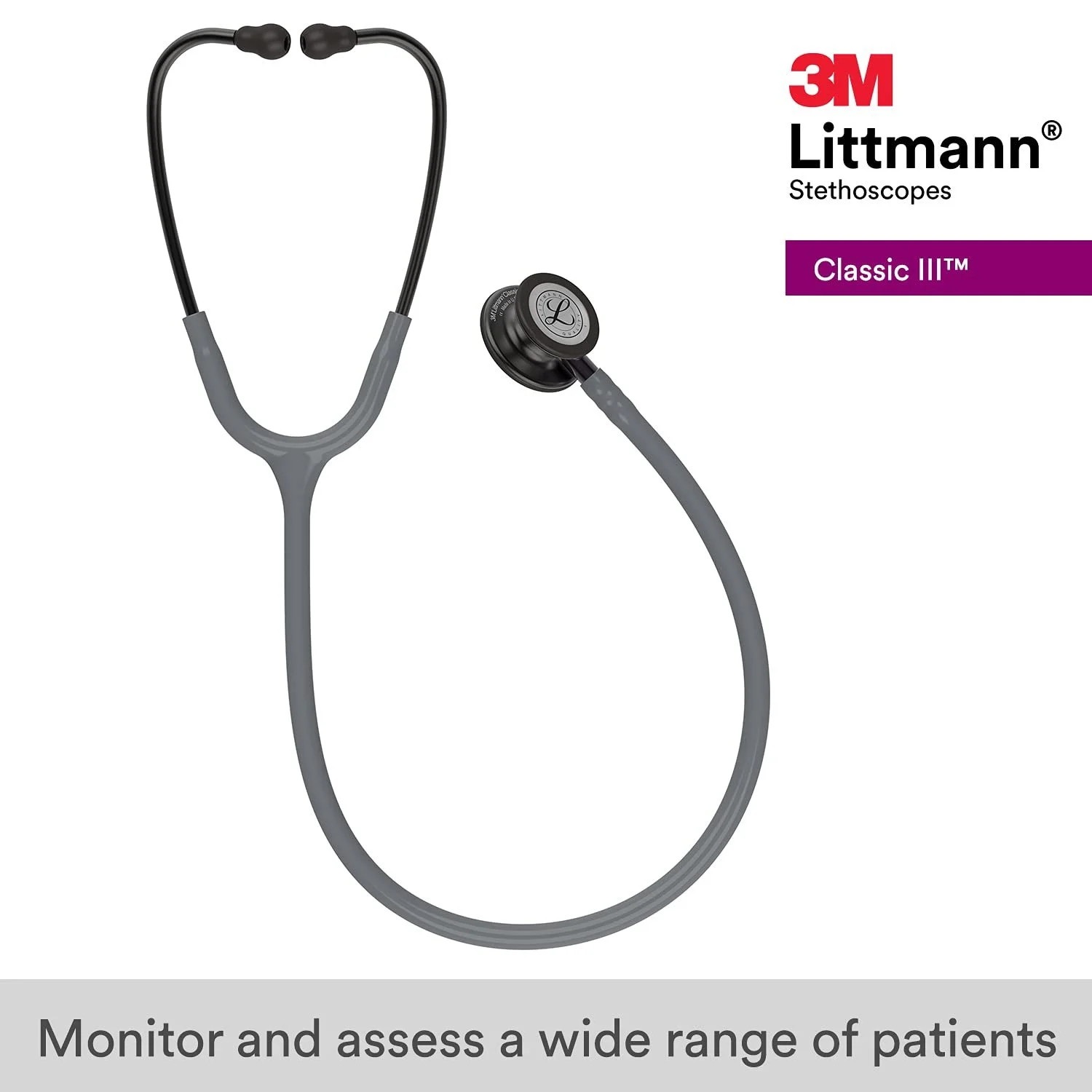 Стетоскоп 3M Littmann Classic III 69см Сірий, фото №2