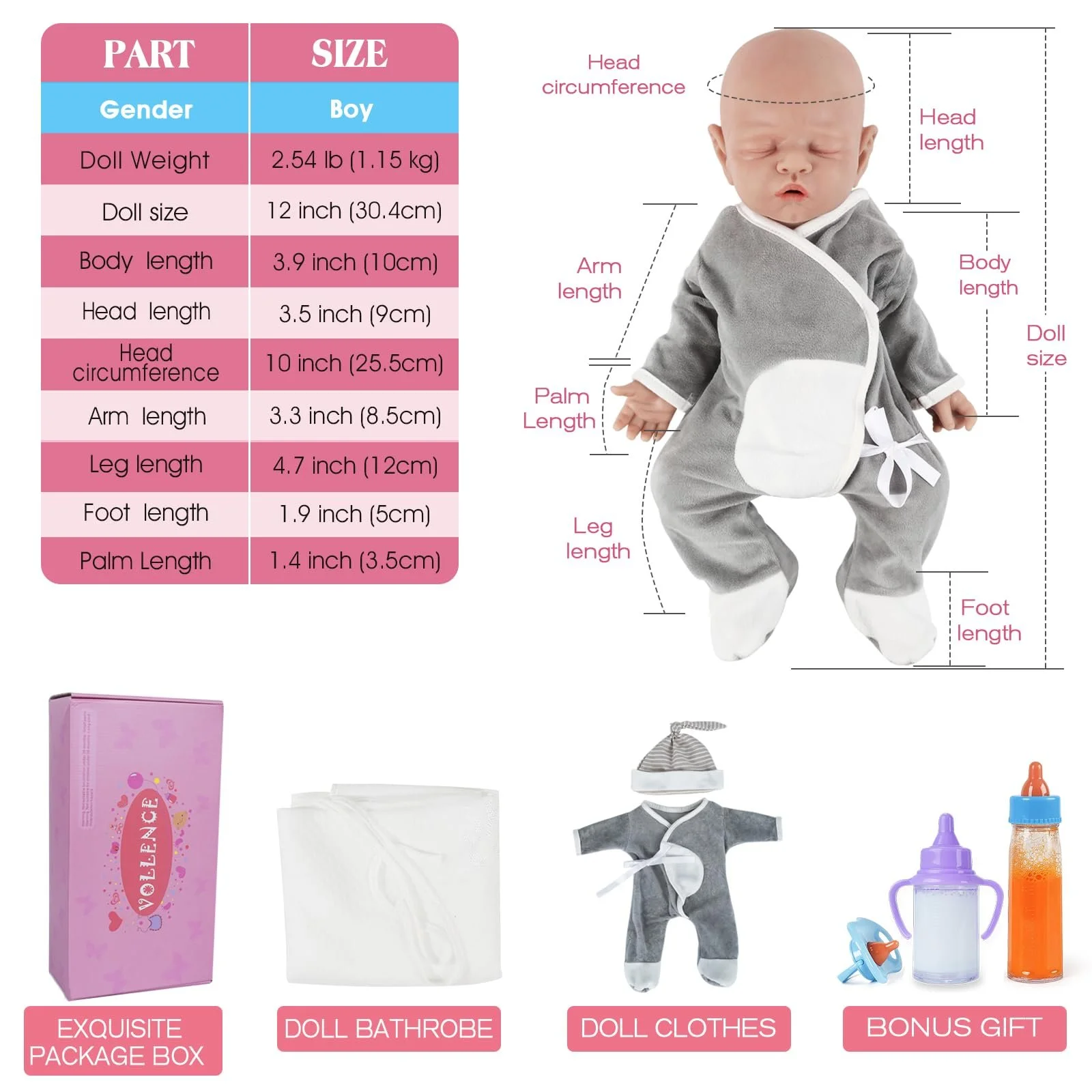 Кукла Vollence Reborn, 31 см, силиконовая, спящая, реалистичная мальчик, фото №4