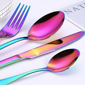 Разноцветные столовые приборы Sulypo rainbow, 20 штук, можно мыть в посудомоечной машине без пятен, на 4 персоны цена на synthetic.ua - Фото 1 Разноцветные столовые приборы Sulypo rainbow, 20 штук, можно мыть в посудомоечной машине без пятен, на 4 персоны synthetic.ua - Фото 1