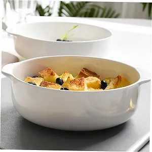 Форма для запікання SOLUSTRE керамічна кругла з двома ручками Біла synthetic.ua - Фото 1