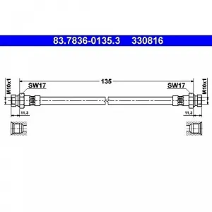Тормозной шланг ATE 83.7836-0135.3, задний мост - Фото 1