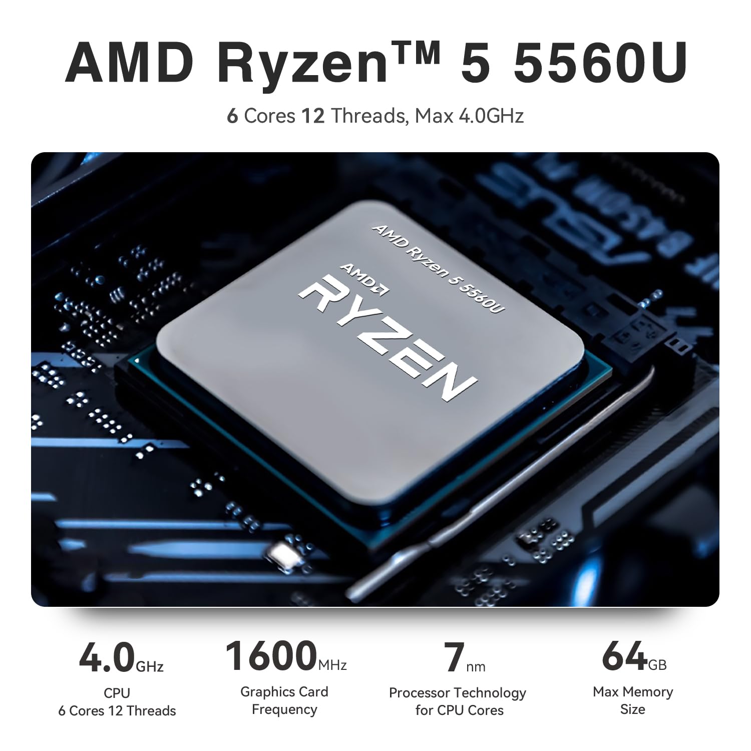 Мини ПК TRIGKEY Speed S5 Ryzen 5 5560 16G DDR4 1T NVMe SSD WiFi-6 BT 5.2, фото №2