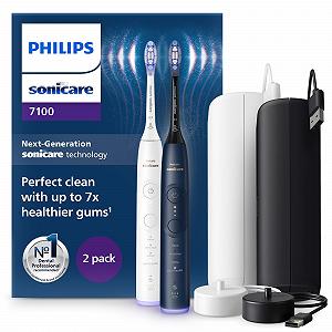 Электрическая зубная щетка Philips Sonicare 7100 Белая и темно-синяя, 2 шт. в упаковке - Фото 1