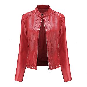 Куртка DISSA C5092N, женская, кожаная, приталенная, короткая, из искусственной кожи, воротник-стойка, на молнии, мотоциклетная, весна-осень - Фото 1