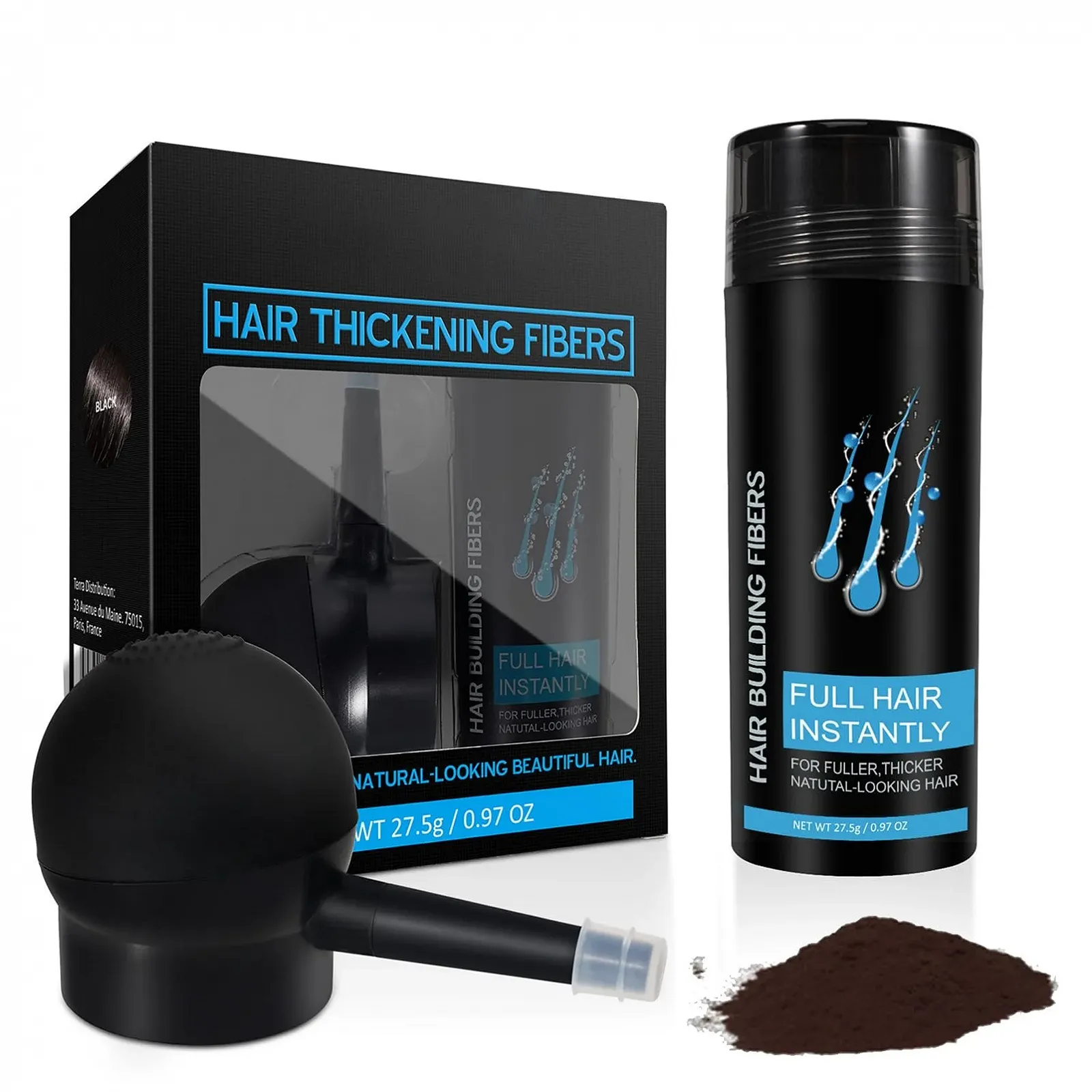 Пудра для волосся для чоловіків, Волокна для загущення волосся Темно-коричневий, фото №1 Пудра для волосся для чоловіків, Волокна для загущення волосся Темно-коричневий, фото №1