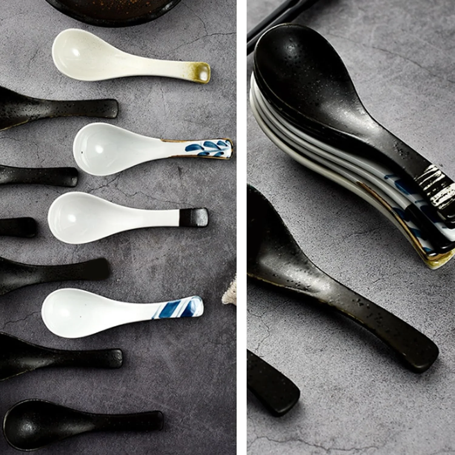 Ложка Керамическая Набор 5 шт, Ретро Китайская Ложка для Рамен Супа, Японская Ложка для Супа, Азиатские Столовые Приборы для Рамен Лапши, Бытовая Ложка для Супа Белый, фото №4