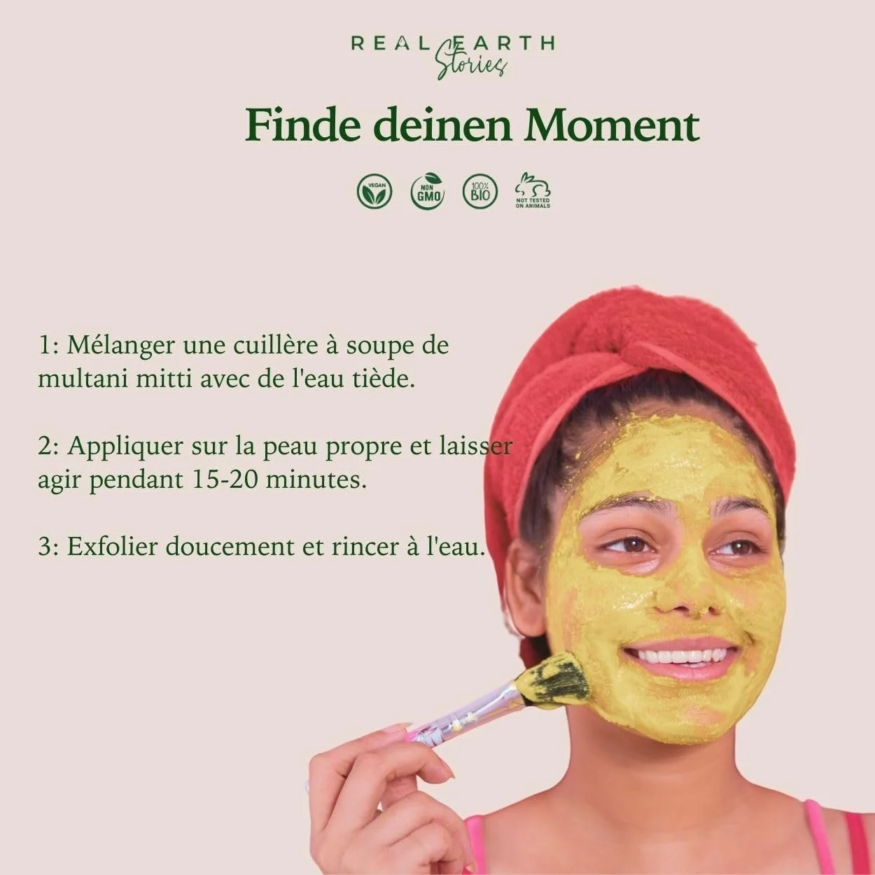 Маска для обличчя та волосся Real Earth Stories Multani Mitti, 250 г, фото №2